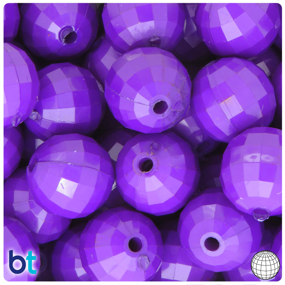 Dark Purple Opaque 20mm Faceted Globe Plastic Beads (10pcs)