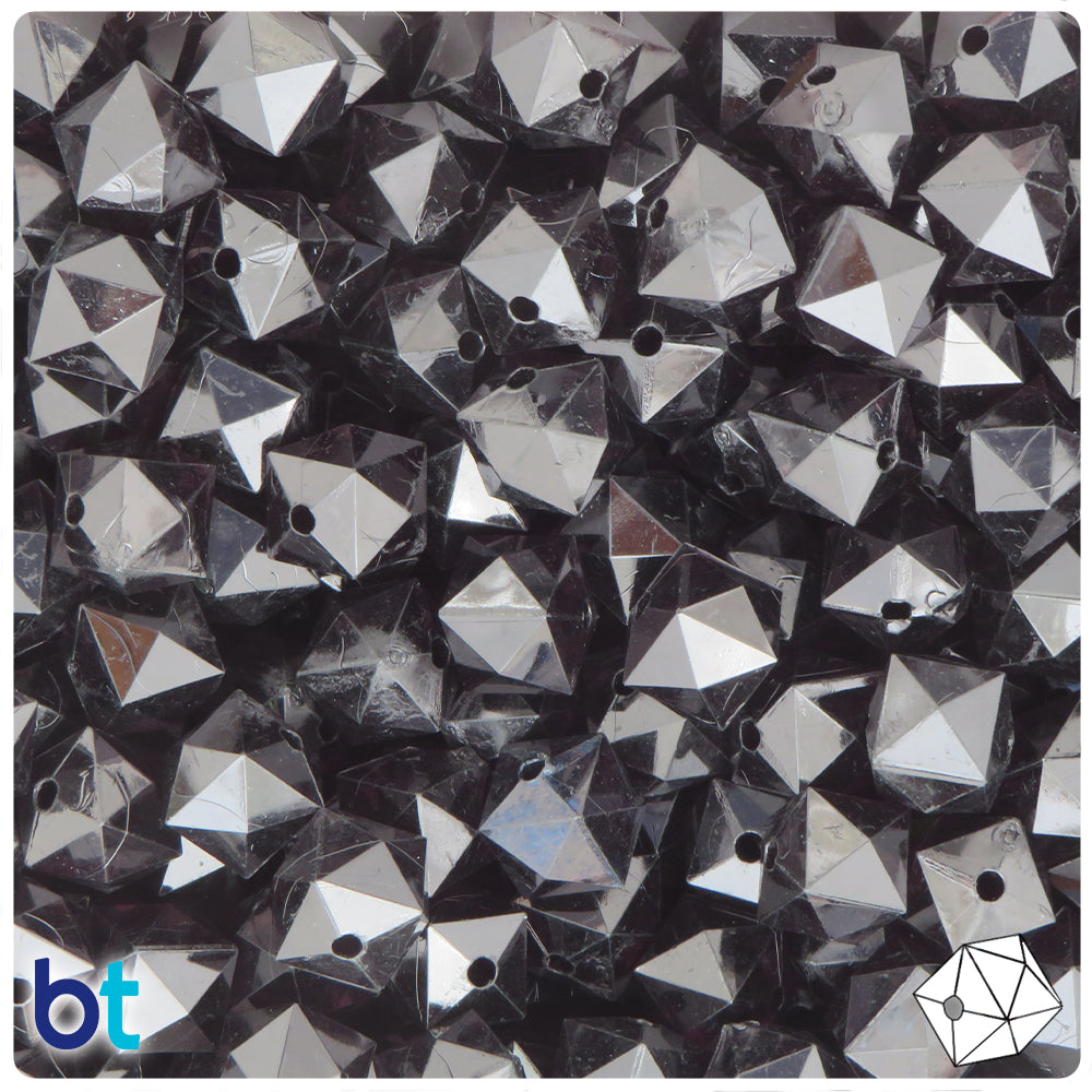 Black Transparent 10mm Faceted Cube Plastic Beads (100pcs)