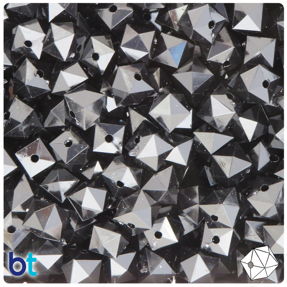 Black Opaque 10mm Faceted Cube Plastic Beads (125pcs)