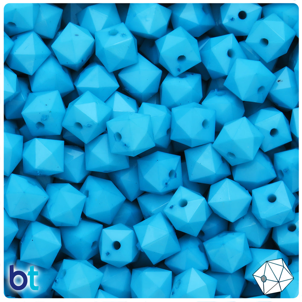 Light Blue Opaque 10mm Faceted Cube Plastic Beads (125pcs)