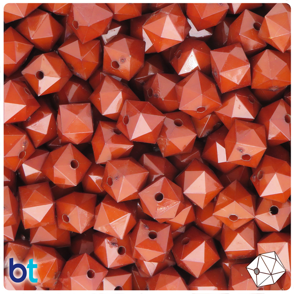Brown Opaque 10mm Faceted Cube Plastic Beads (125pcs)
