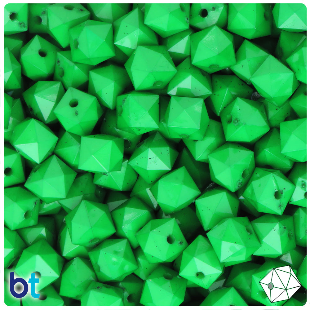 Dark Green Opaque 10mm Faceted Cube Plastic Beads (125pcs)