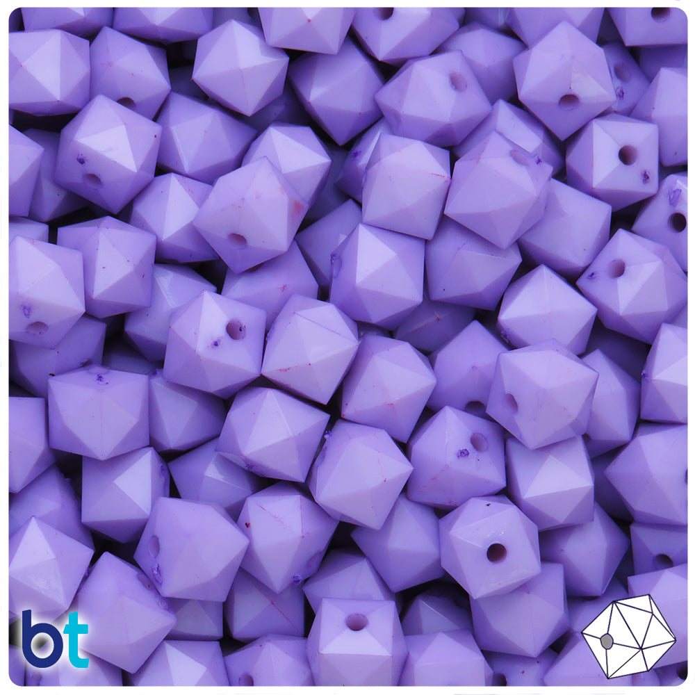 Light Purple Opaque 10mm Faceted Cube Plastic Beads (125pcs)