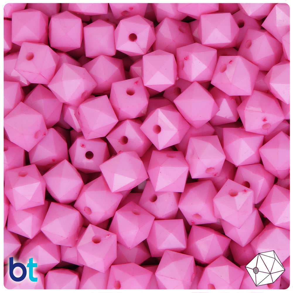 Light Pink Opaque 10mm Faceted Cube Plastic Beads (125pcs)
