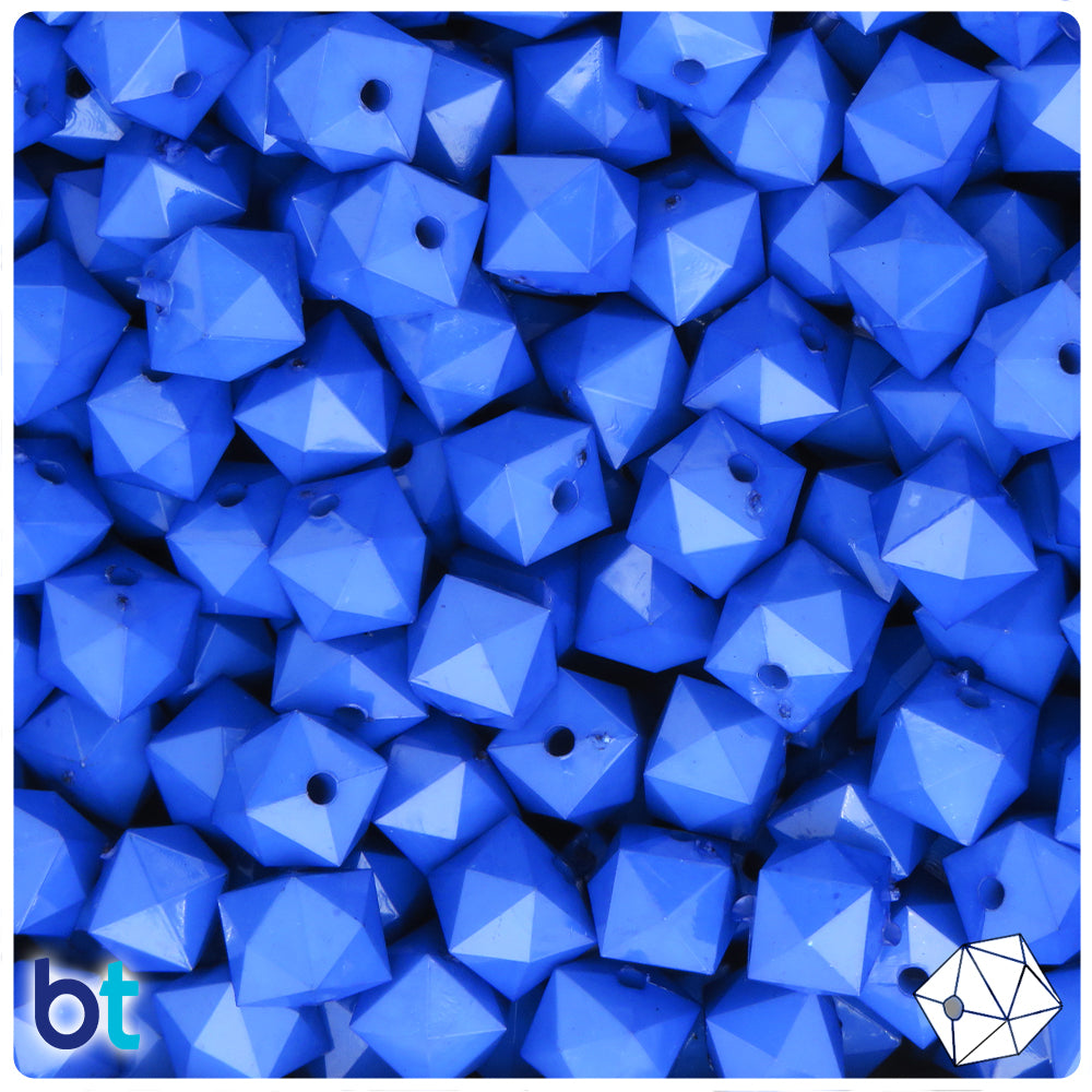 Dark Blue Opaque 10mm Faceted Cube Plastic Beads (125pcs)