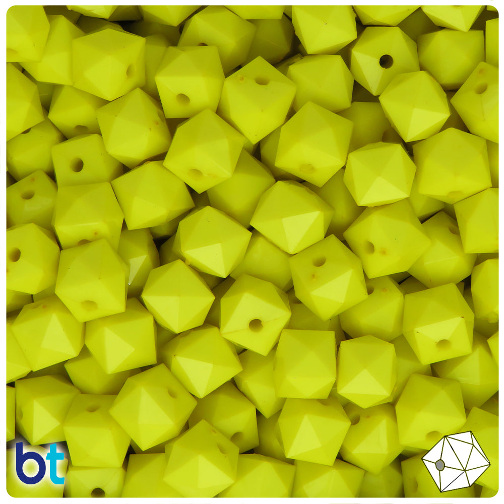 Yellow Opaque 10mm Faceted Cube Plastic Beads (125pcs)