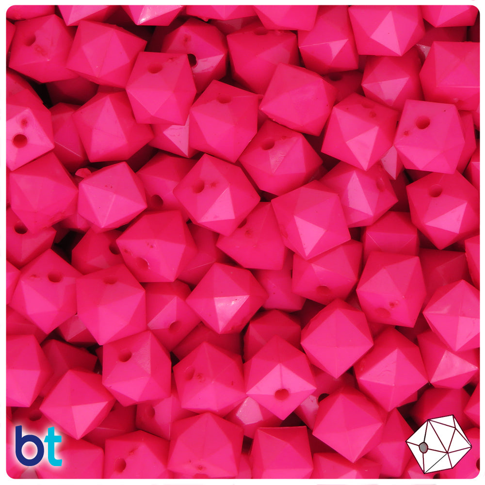 Dark Pink Opaque 10mm Faceted Cube Plastic Beads (125pcs)