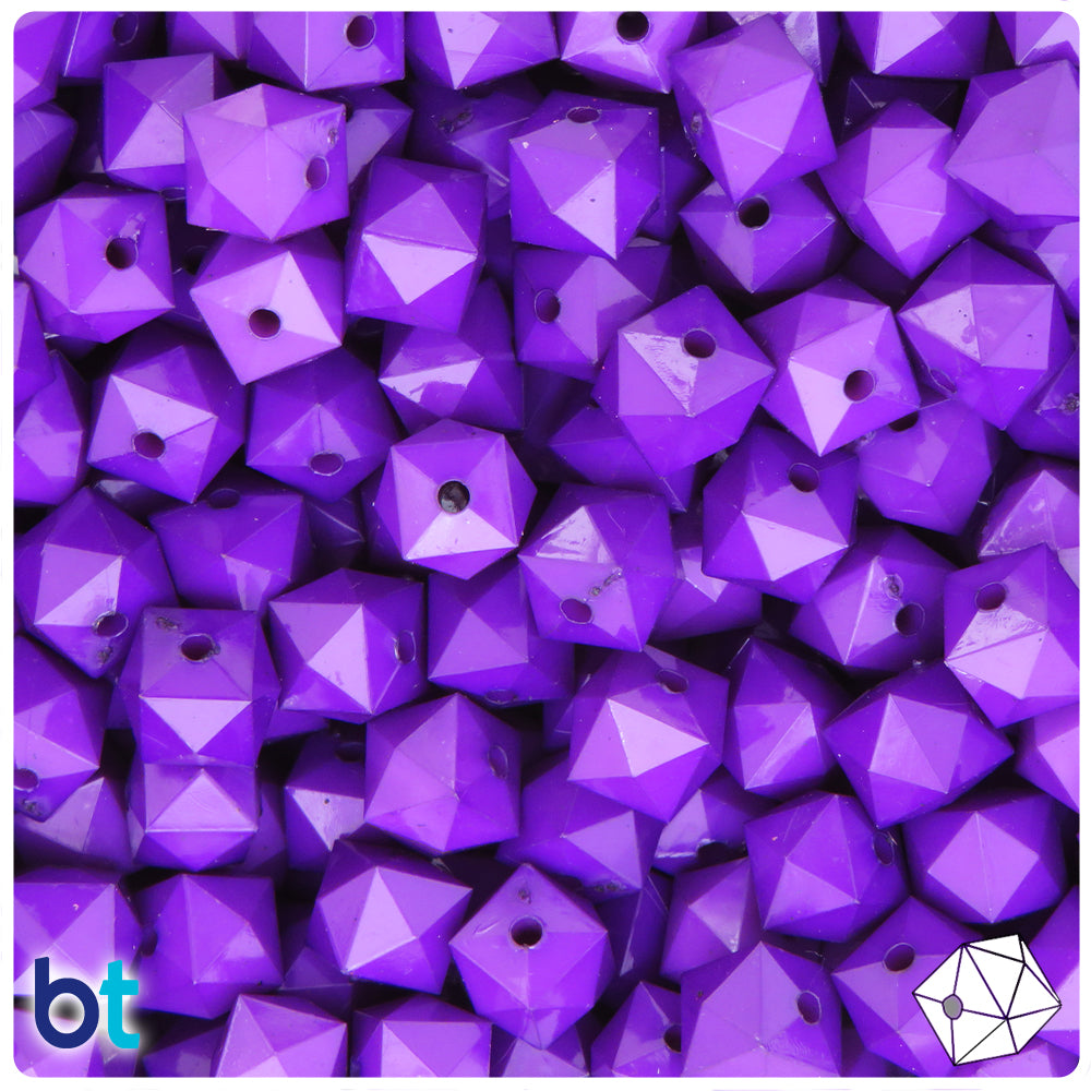 Dark Purple Opaque 10mm Faceted Cube Plastic Beads (125pcs)