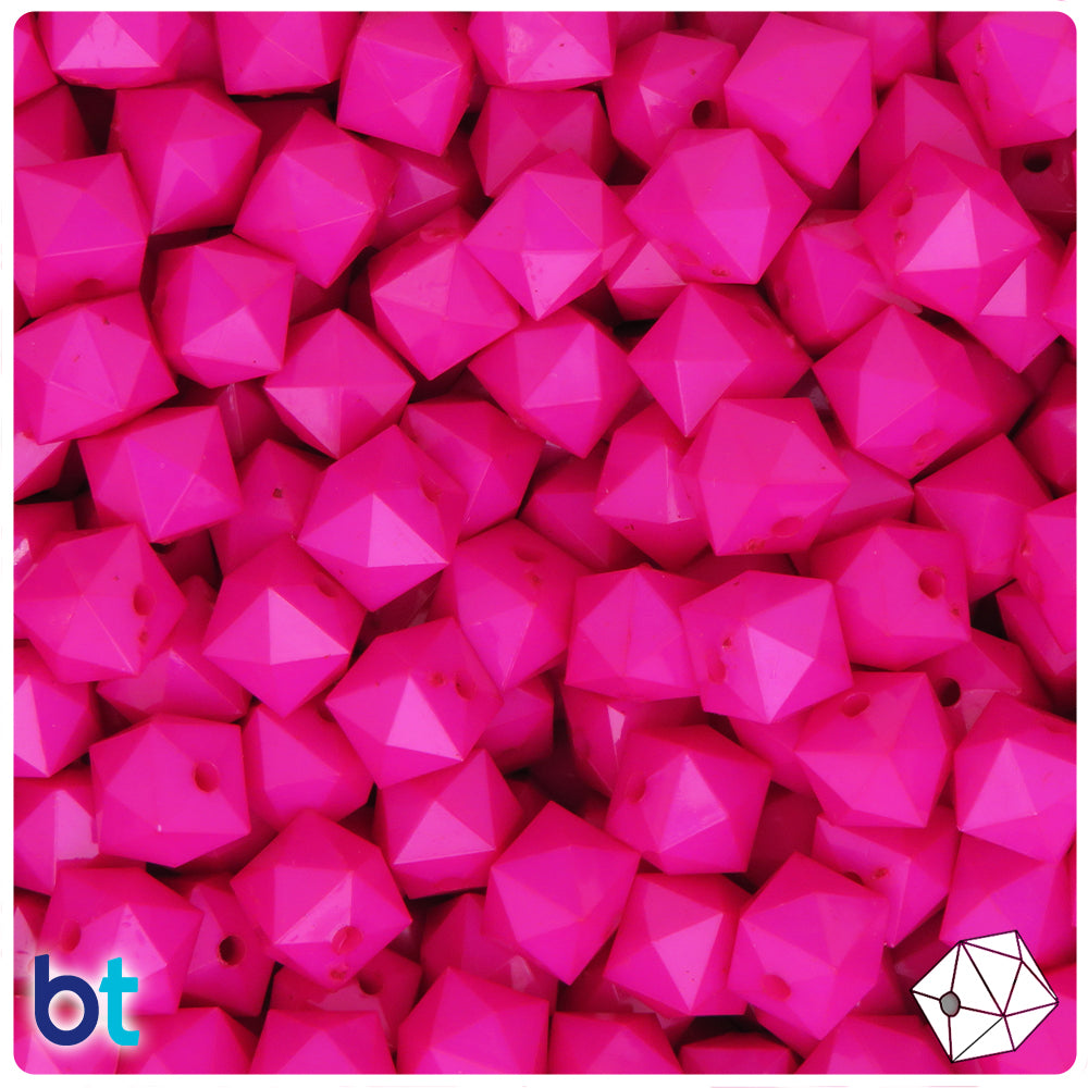Rose Opaque 10mm Faceted Cube Plastic Beads (125pcs)