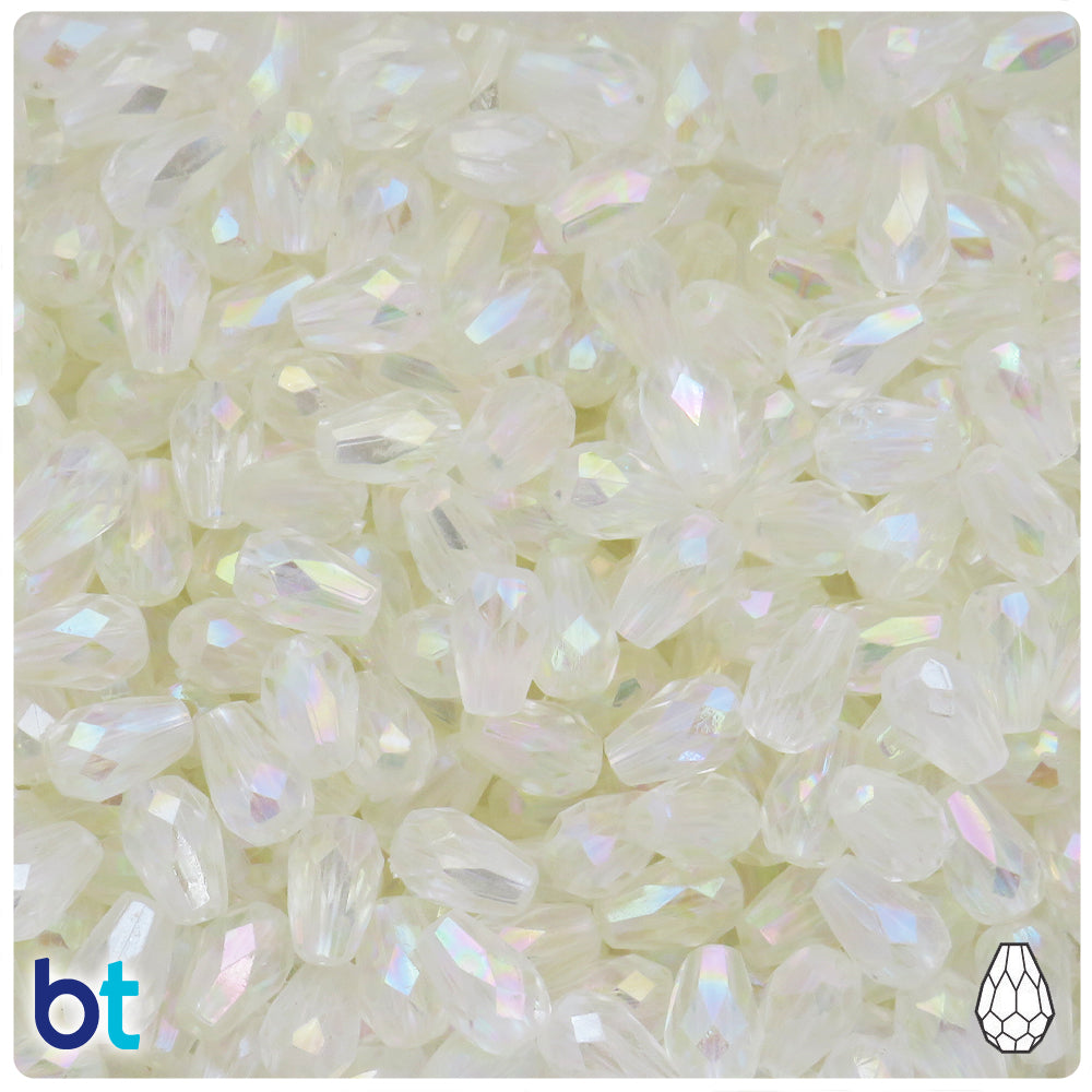 Clear Transparent AB 10mm Faceted Pear Plastic Beads (200pcs)