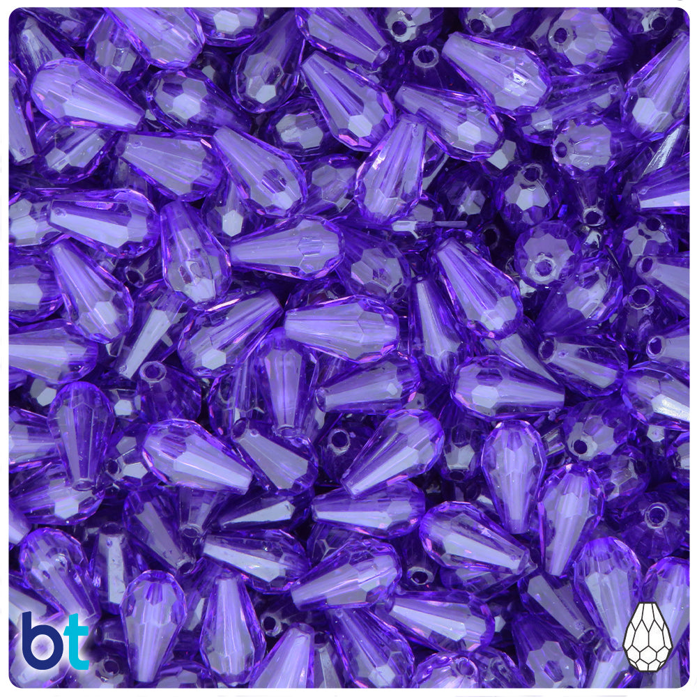 Dark Purple Transparent 12mm Faceted Pear Plastic Beads (150pcs)