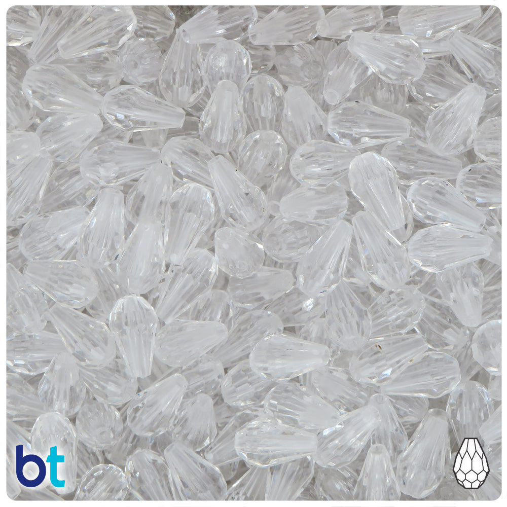 Clear Transparent 12mm Faceted Pear Plastic Beads (150pcs)