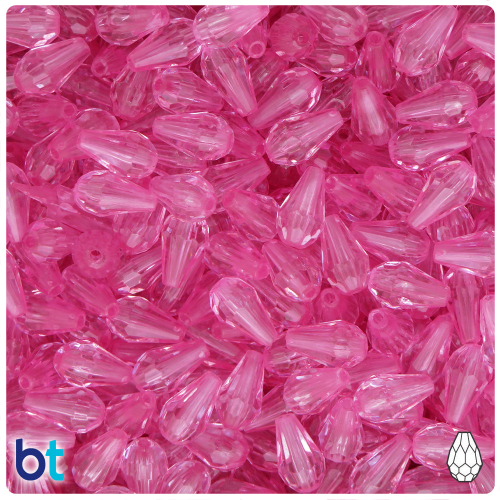 Light Pink Transparent 12mm Faceted Pear Plastic Beads (150pcs)