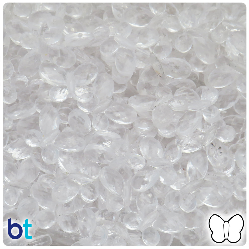 Clear Transparent 17mm Faceted Butterfly Plastic Beads (75pcs)