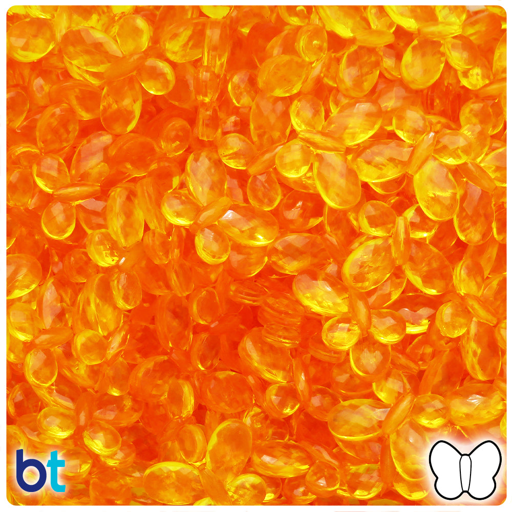 Orange Transparent 17mm Faceted Butterfly Plastic Beads (75pcs)