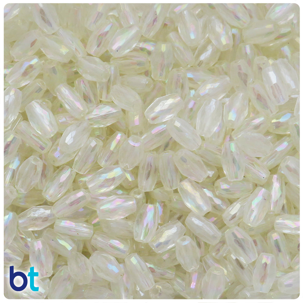 Clear Transparent AB 10mm Faceted Oval Plastic Beads (250pcs)