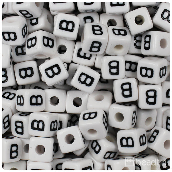 1690SV073BK – 10mm Number Beads – White / Black Letters – 1/4 Lb