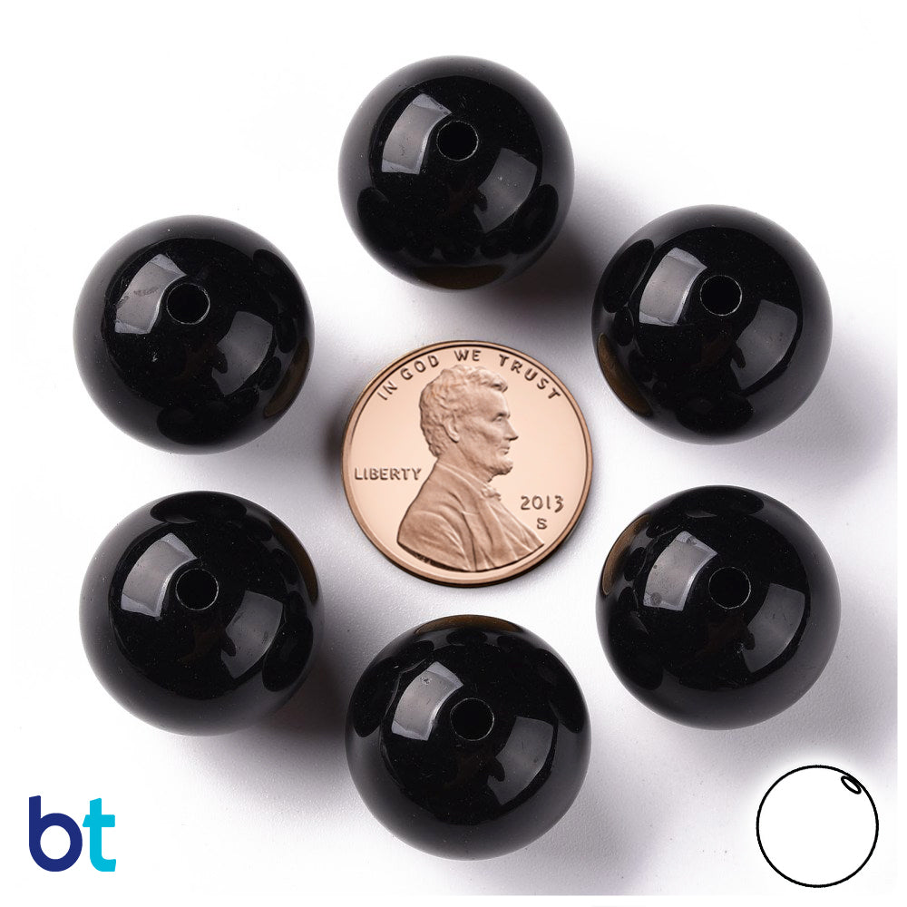 Black Opaque 20mm Round Plastic Beads (10pcs)