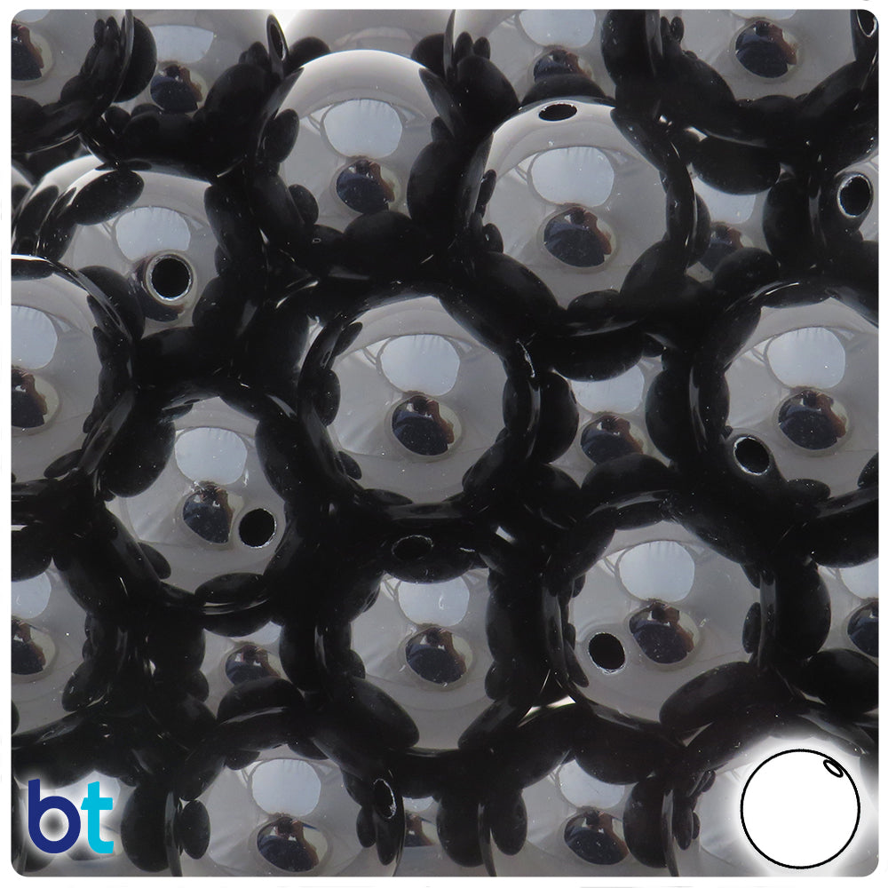 Black Opaque 20mm Round Plastic Beads (10pcs)