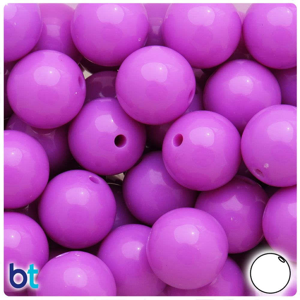 Purple Opaque 20mm Round Plastic Beads (10pcs)