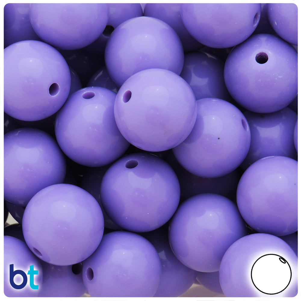 Light Purple Opaque 20mm Round Plastic Beads (10pcs)