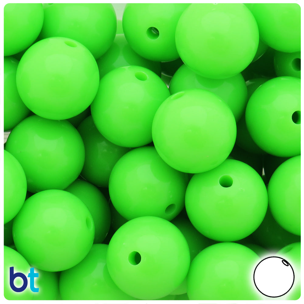 Light Green Opaque 20mm Round Plastic Beads (10pcs)