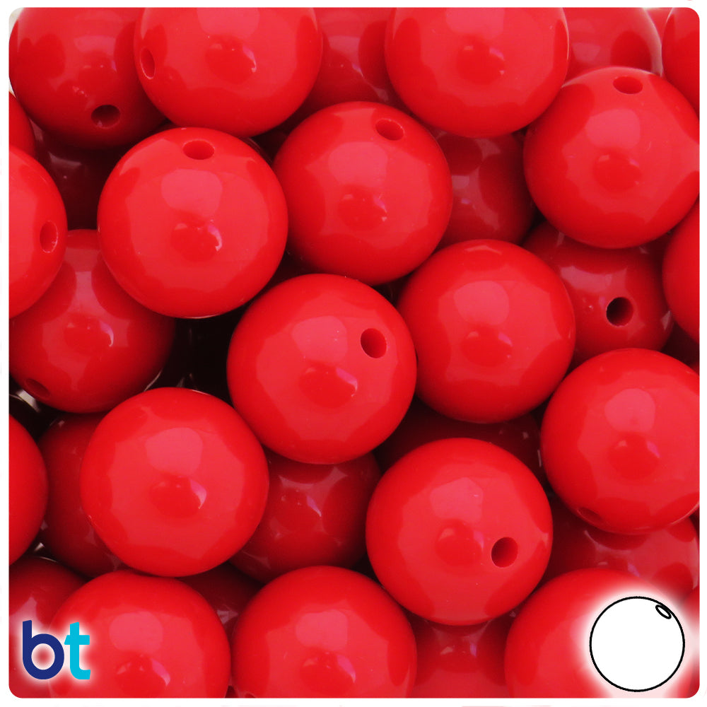 Red Opaque 20mm Round Plastic Beads (10pcs)