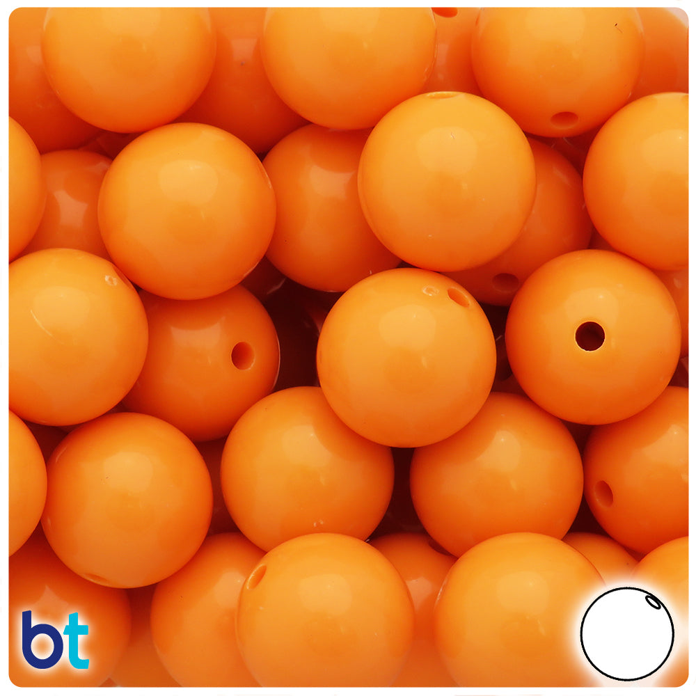 Orange Opaque 20mm Round Plastic Beads (10pcs)