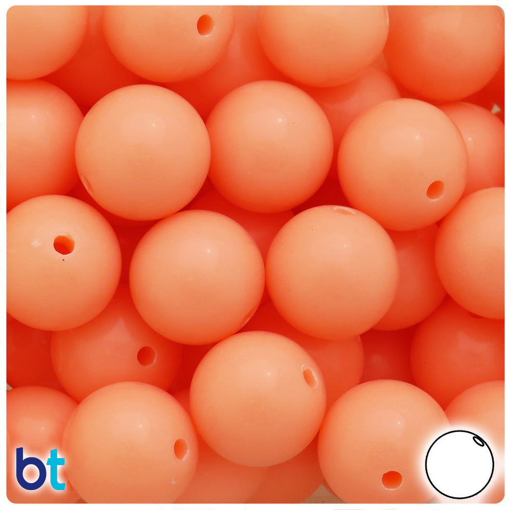 Light Orange Opaque 20mm Round Plastic Beads (10pcs)