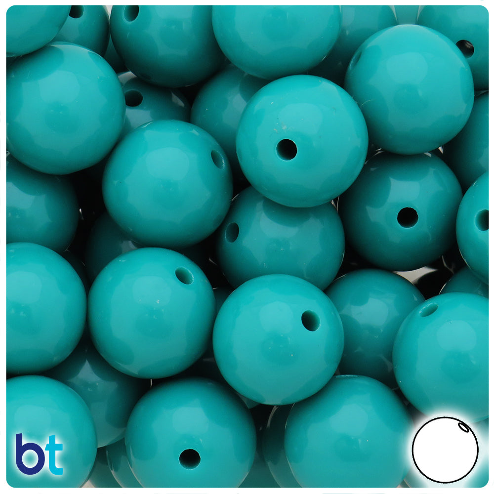 Teal Green Opaque 20mm Round Plastic Beads (10pcs)