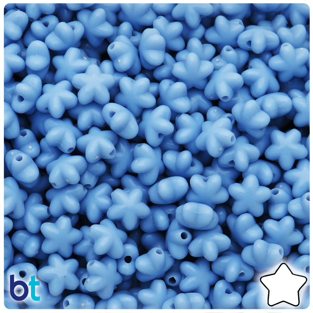 Light Blue Opaque 10mm Star Plastic Beads (125pcs)