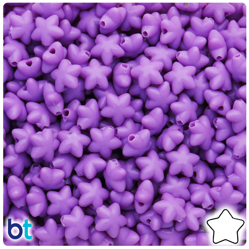 Light Purple Opaque 10mm Star Plastic Beads (125pcs)