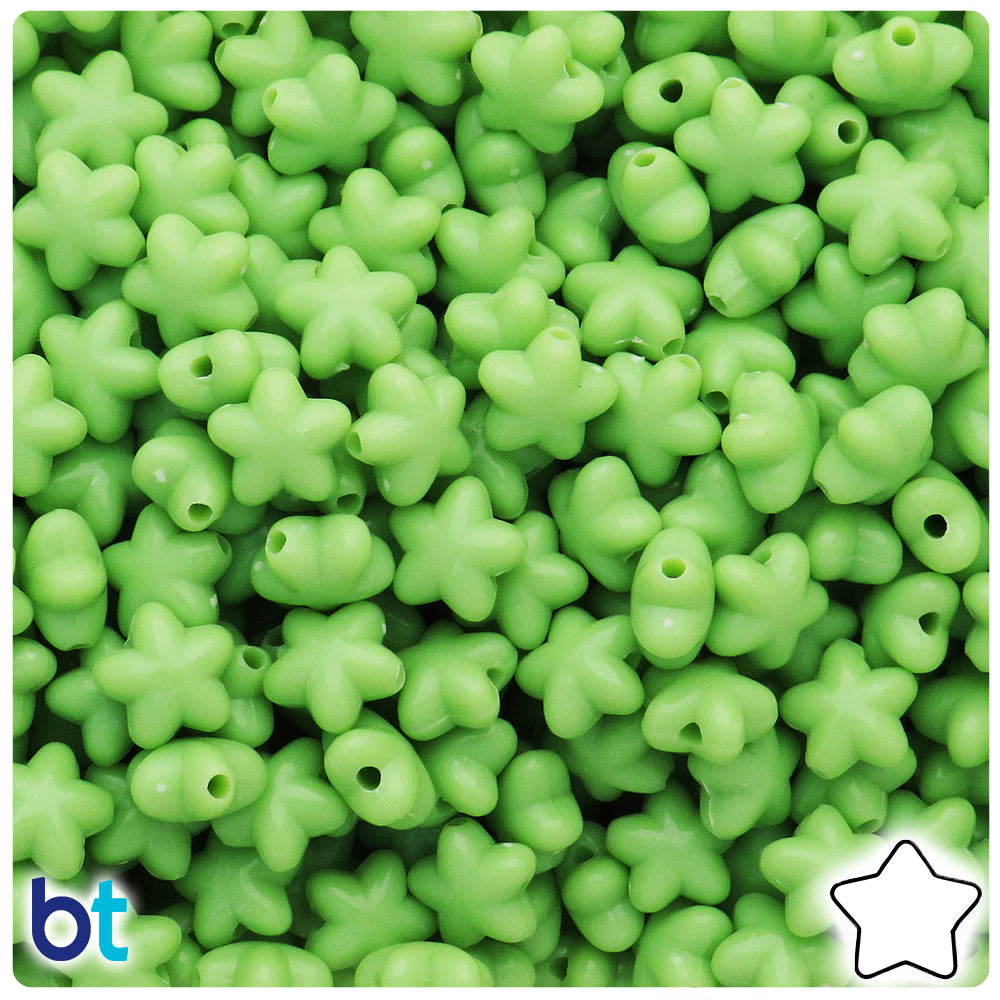 Light Green Opaque 10mm Star Plastic Beads (125pcs)