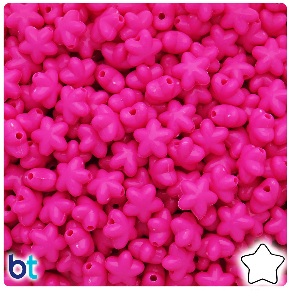 Dark Pink Opaque 10mm Star Plastic Beads (125pcs)