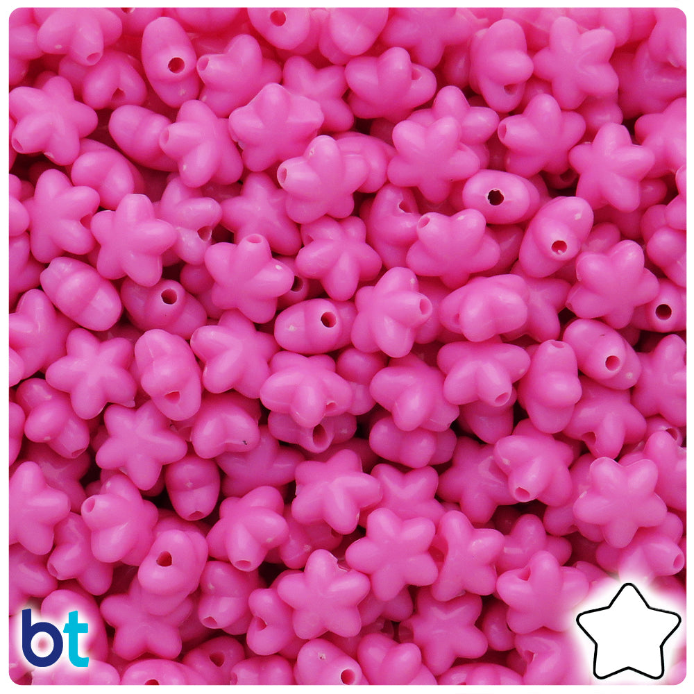 Pink Opaque 10mm Star Plastic Beads (125pcs)
