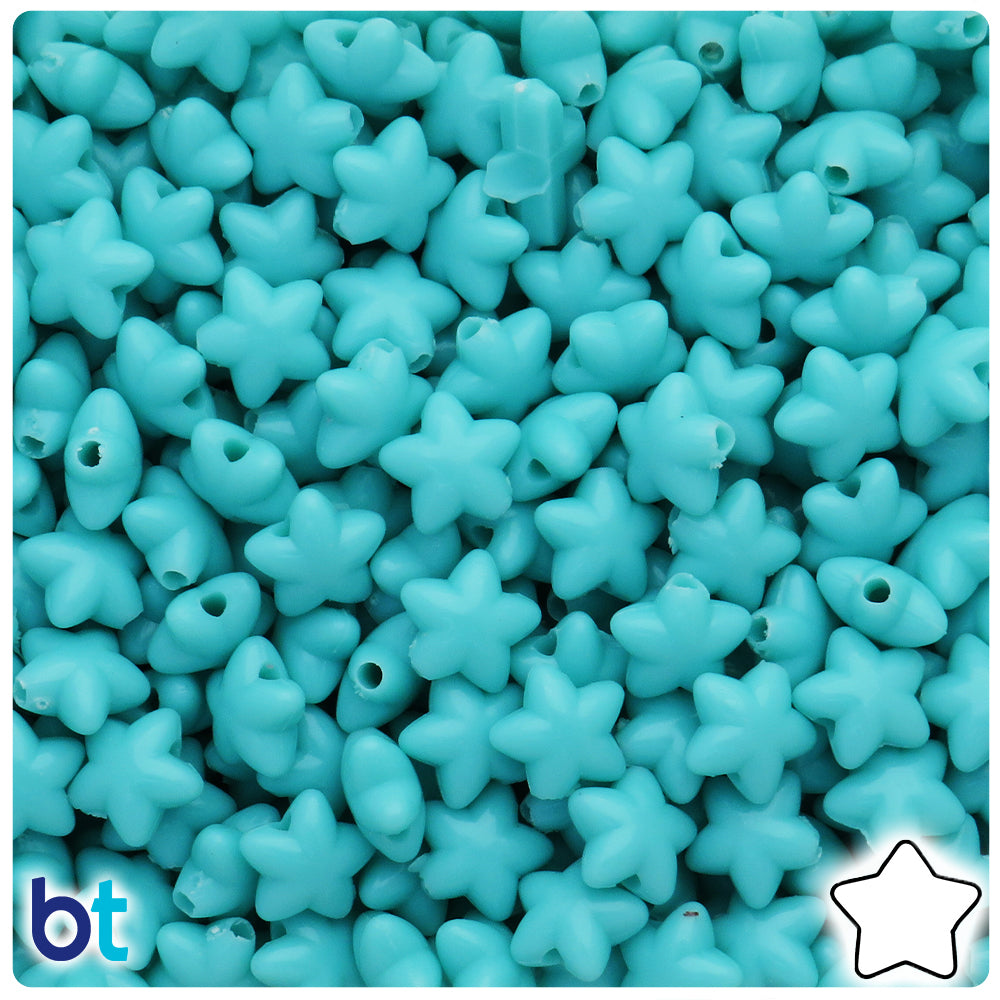 Light Turquoise Opaque 10mm Star Plastic Beads (125pcs)
