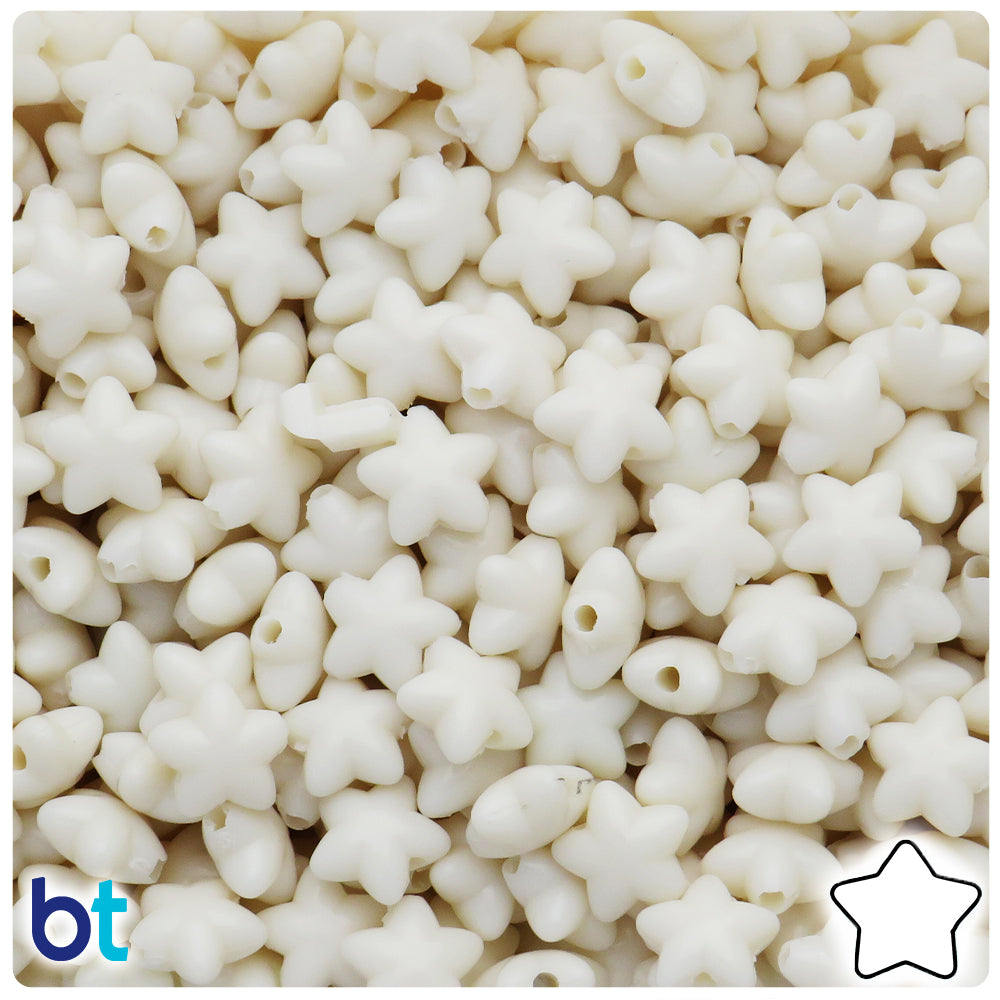 White Opaque 10mm Star Plastic Beads (125pcs)