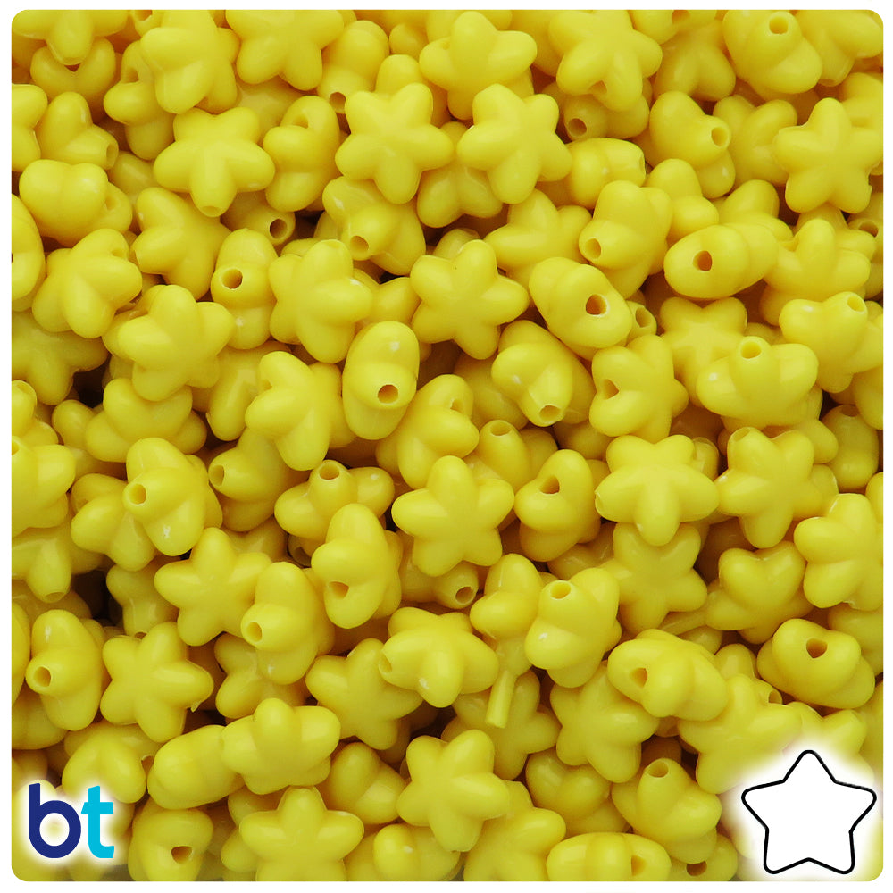 Yellow Opaque 10mm Star Plastic Beads (125pcs)