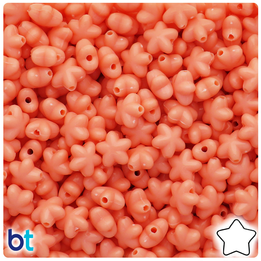 Coral Opaque 10mm Star Plastic Beads (125pcs)