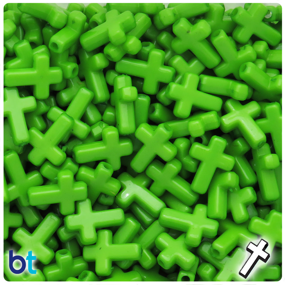 Light Green Opaque 16mm Cross Plastic Beads (100pcs)
