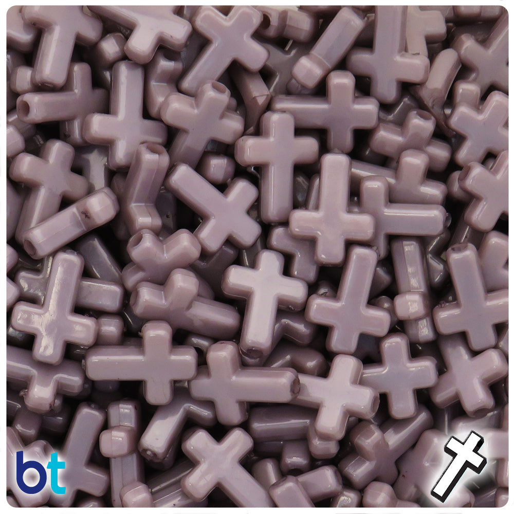 Dark Grey Opaque 16mm Cross Plastic Beads (100pcs)