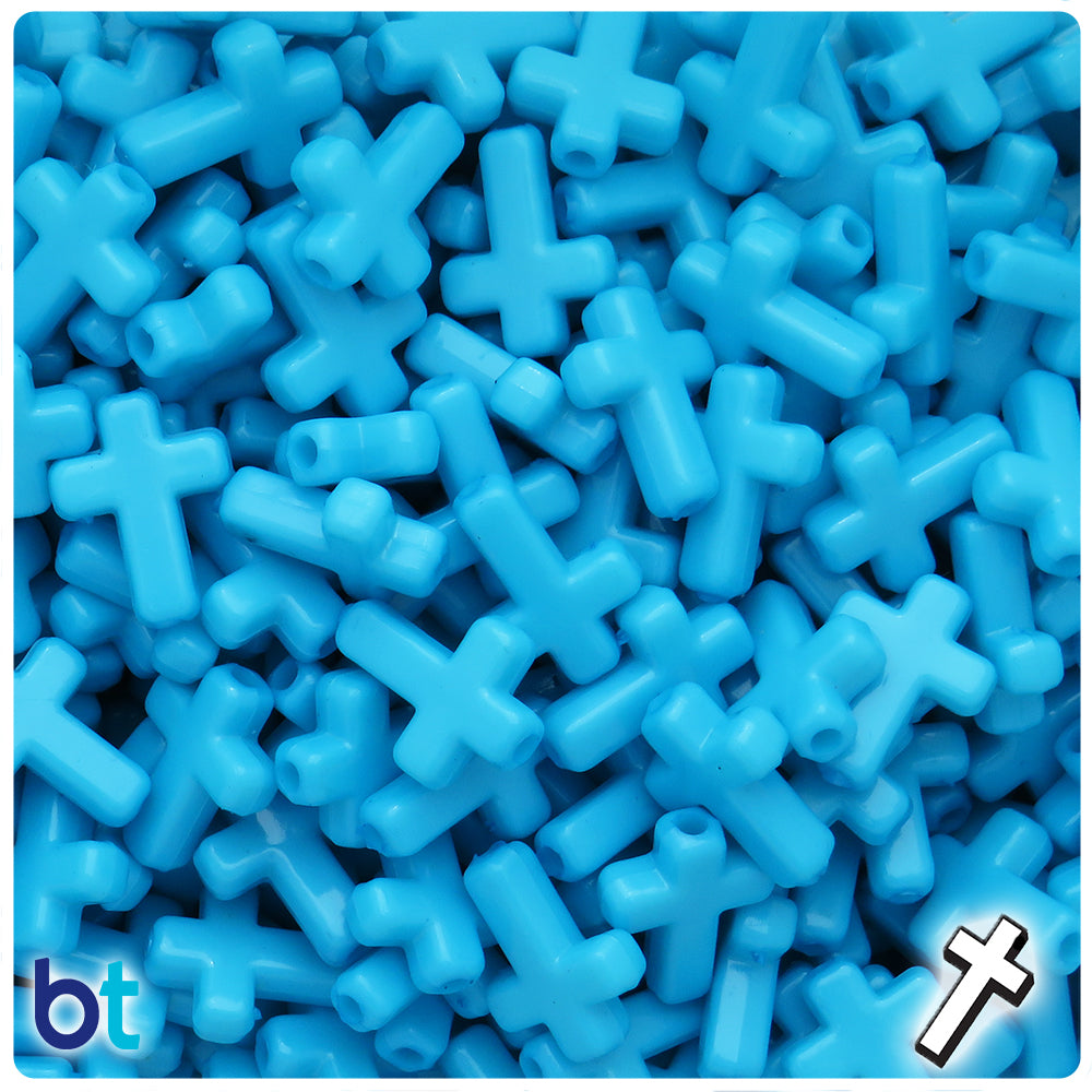 Turquoise Opaque 16mm Cross Plastic Beads (100pcs)
