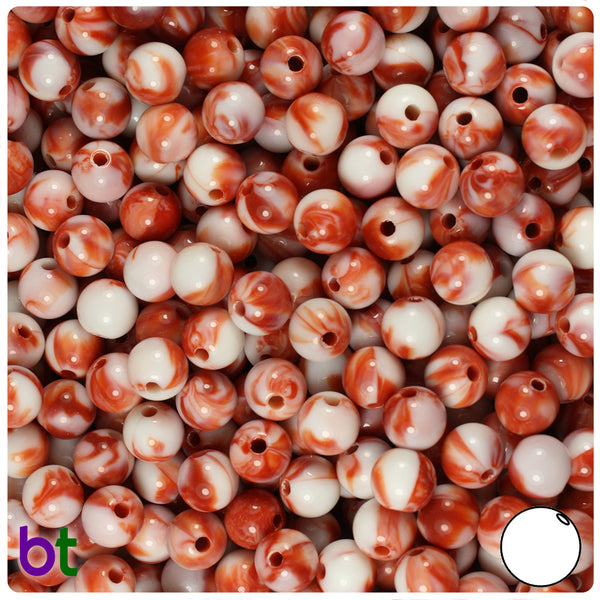 BeadTin Pink Marbled 16mm Round Plastic Craft Beads (25pcs)