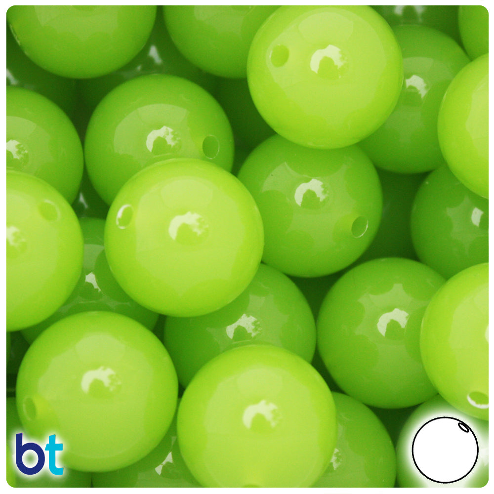 Light Green Translucent 20mm Round Plastic Beads (10pcs)