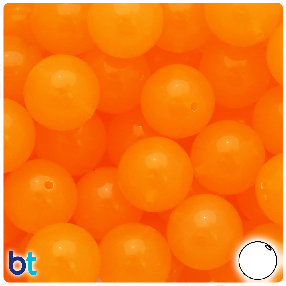 Orange Translucent 20mm Round Plastic Beads (10pcs)