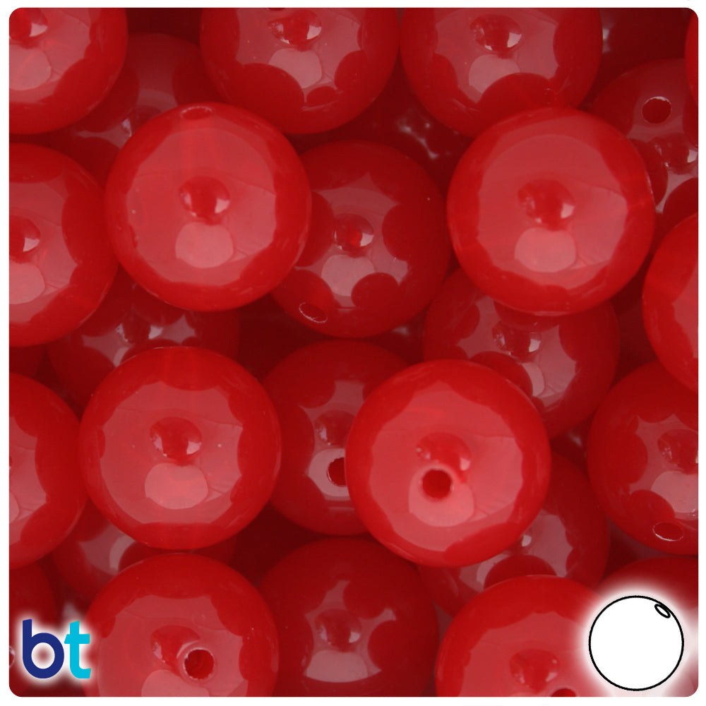 Red Translucent 20mm Round Plastic Beads (10pcs)