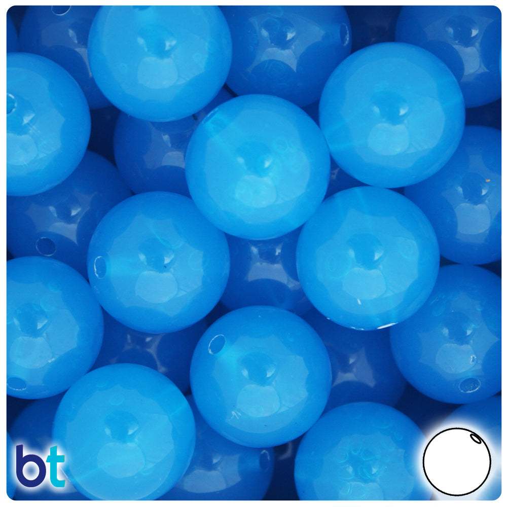 Turquoise Translucent 20mm Round Plastic Beads (10pcs)