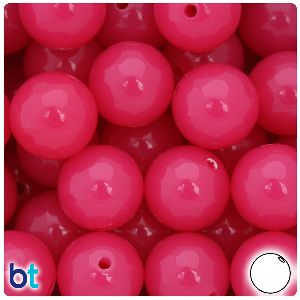 Dark Pink Translucent 20mm Round Plastic Beads (10pcs)