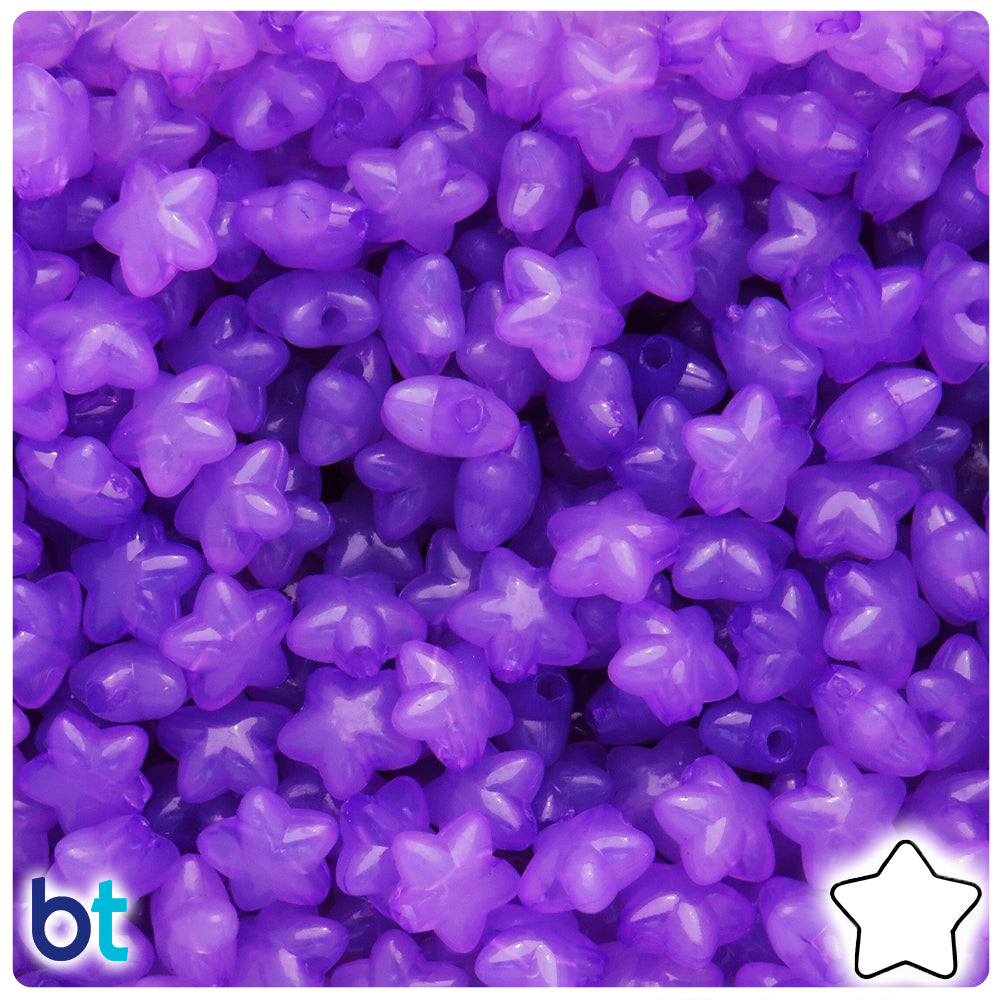 Dark Purple Translucent 10mm Star Plastic Beads (125pcs)