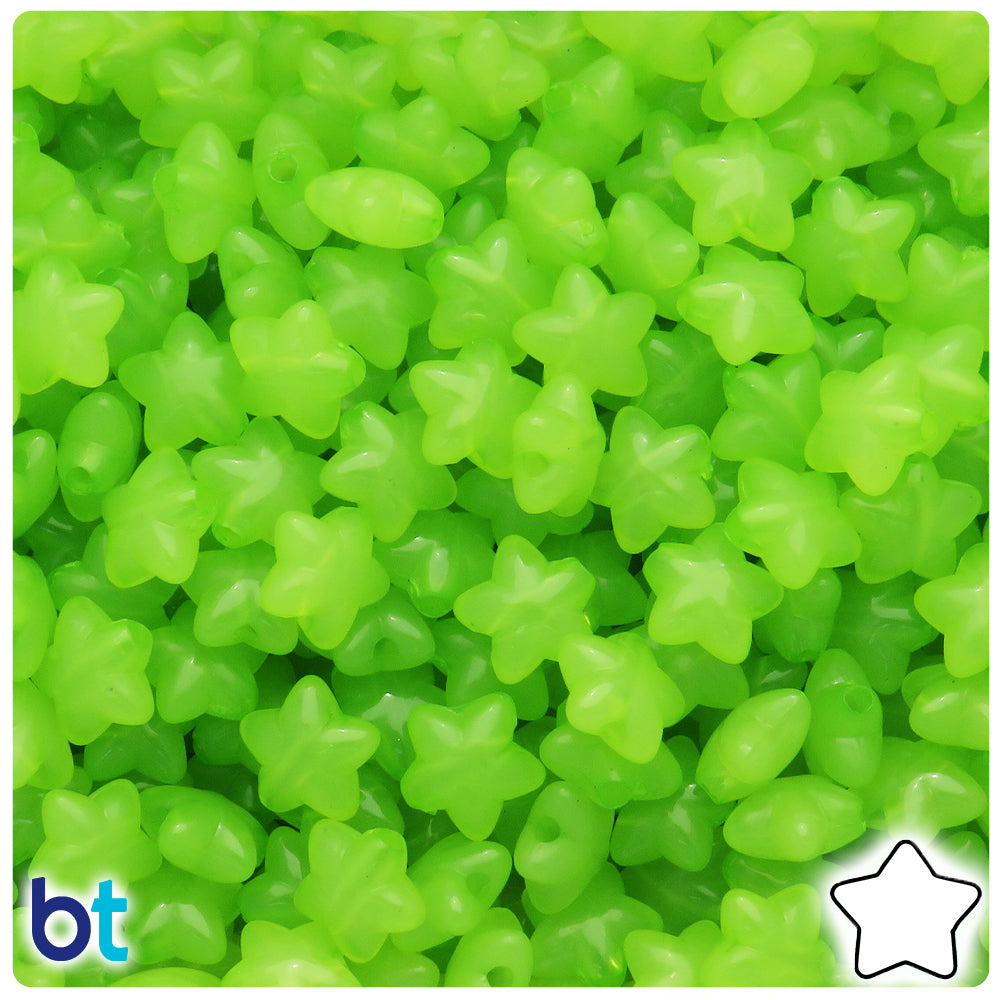 Light Green Translucent 10mm Star Plastic Beads (125pcs)